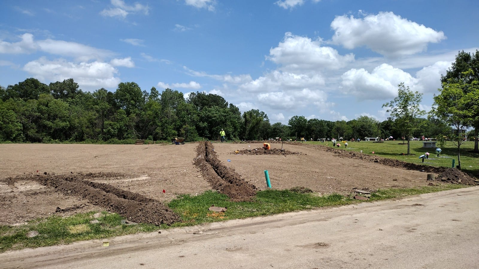 Irrigation installation site before completion