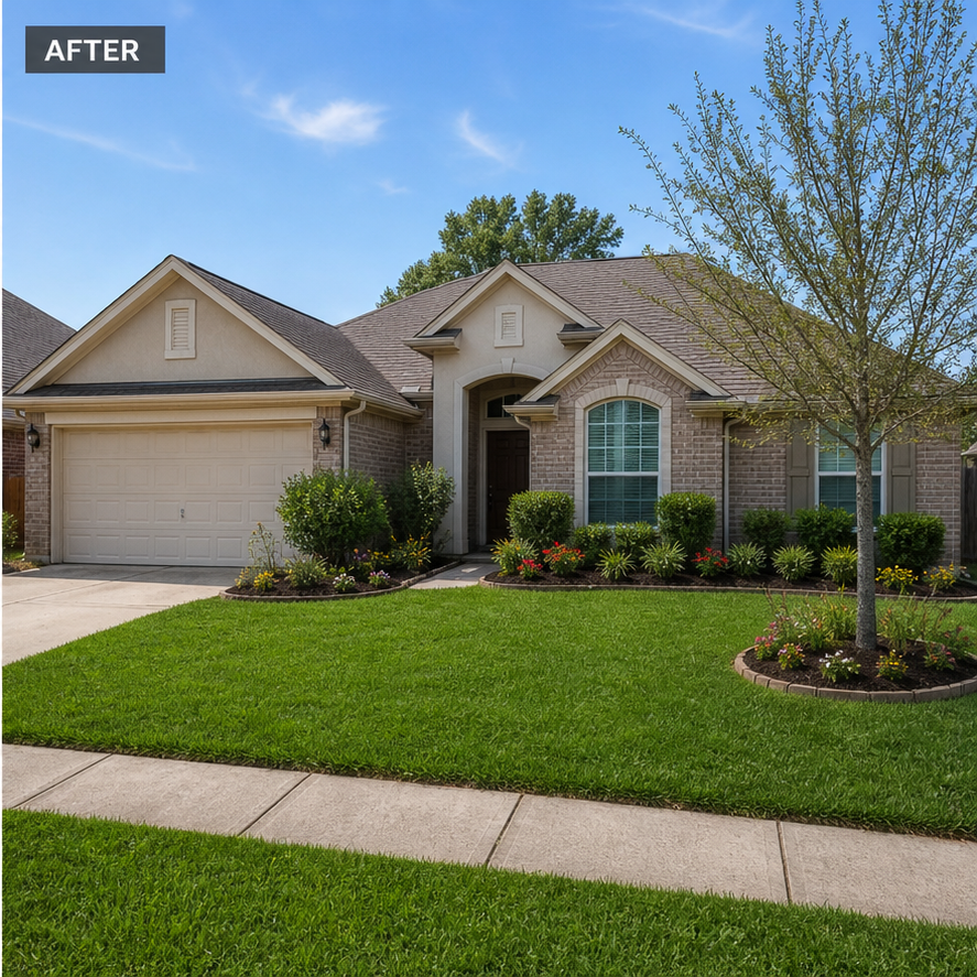 The same residential property after curb appeal landscaping