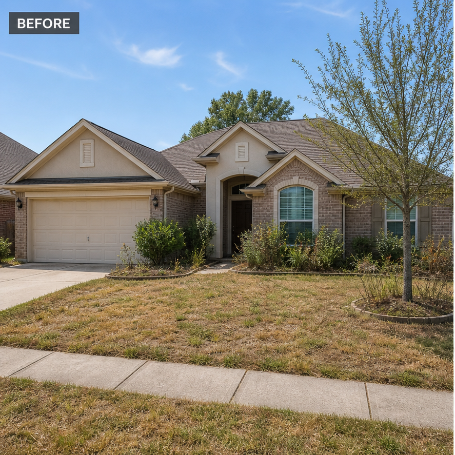 Residential property before curb appeal landscaping
