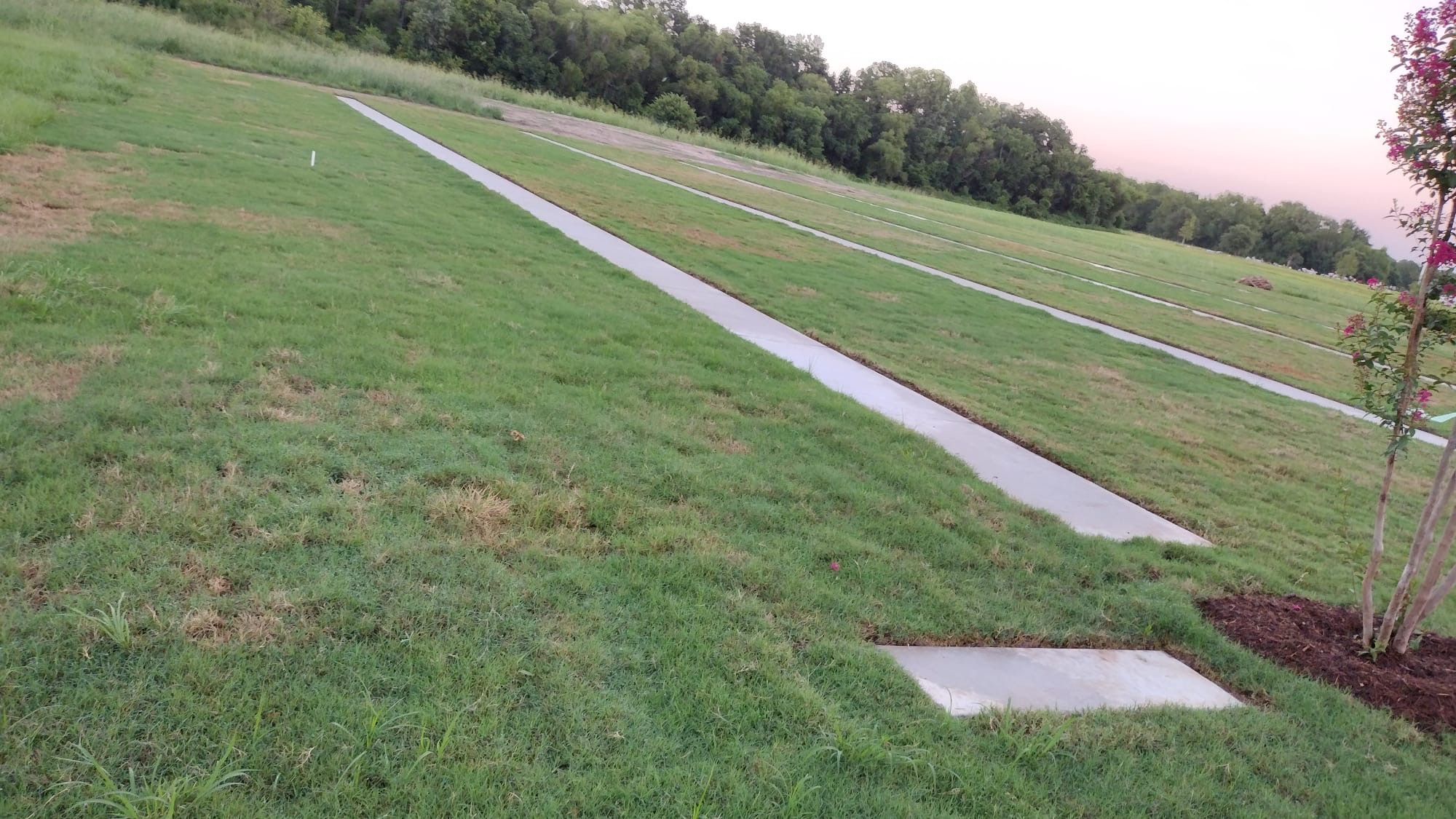 Well-maintained cemetery grounds with clean edging and healthy turf