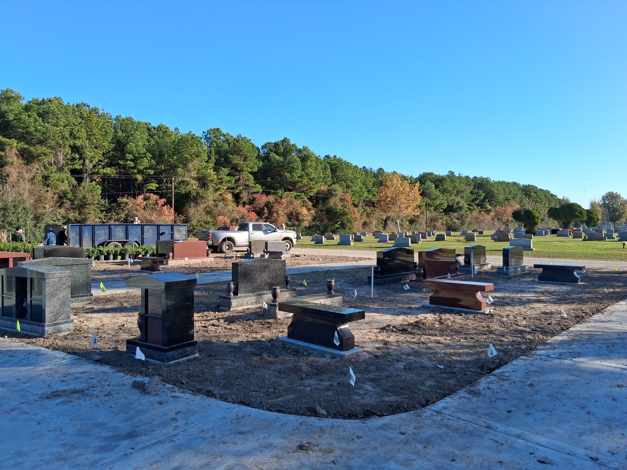 Cemetery monument area before restoration and grounds care