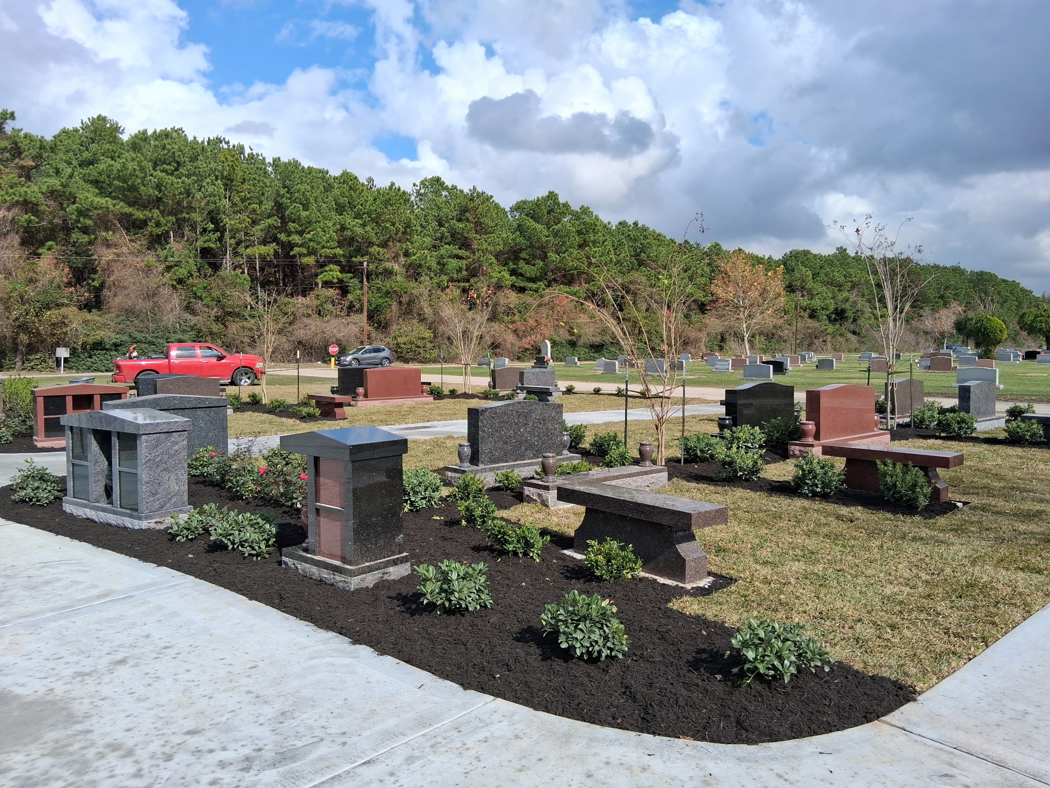 Cemetery expansion project showing new grounds development