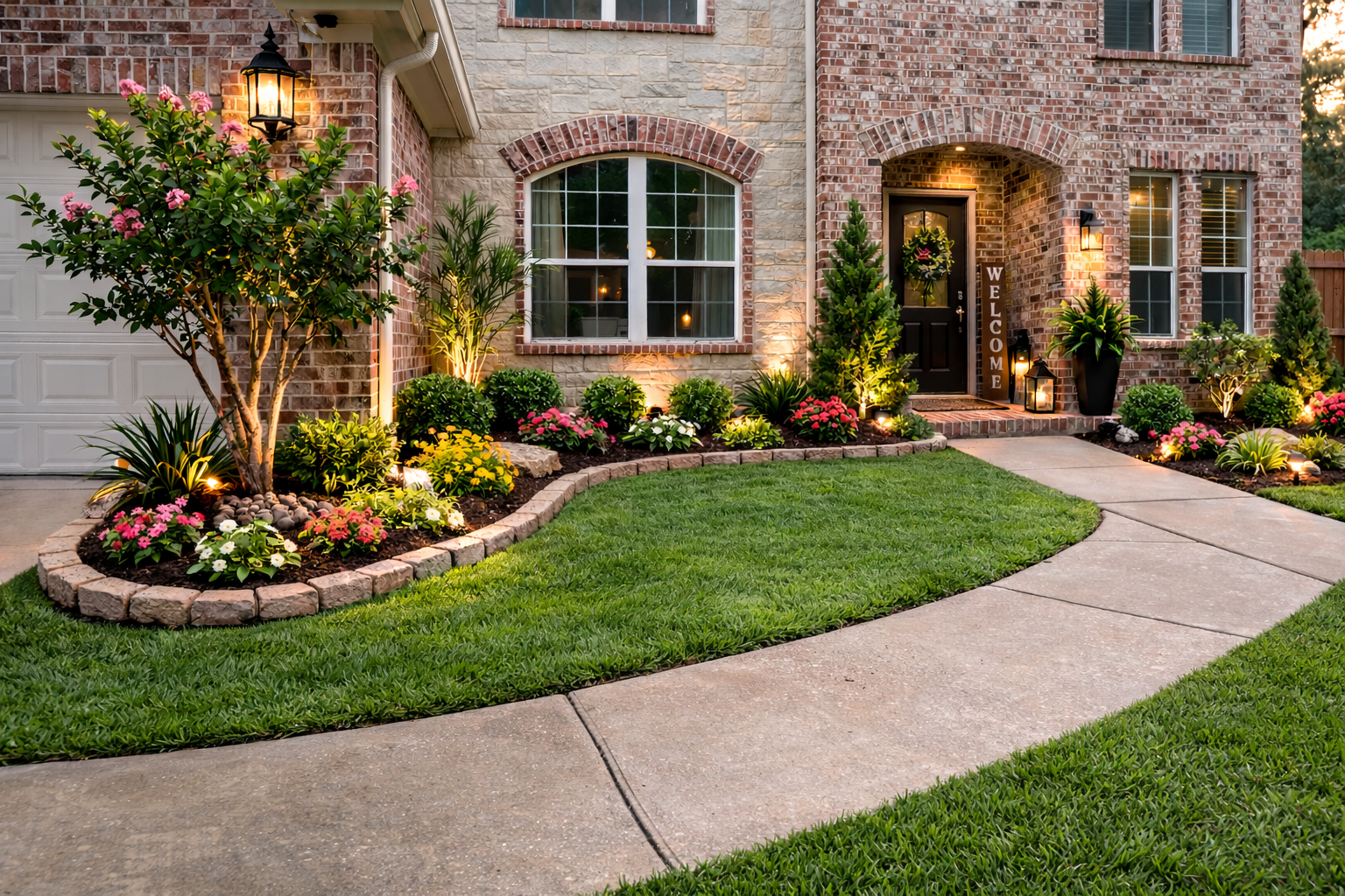 Beautiful residential landscape transformation by Phoenix Landscape Solutions in Houston